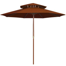 Berkfield Double Decker Parasol with Wooden Pole Terracotta 270 cm