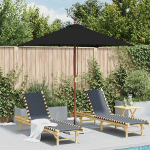 Berkfield Garden Parasol with Wooden Pole Black 150x200 cm
