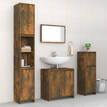 Berkfield 4 Piece Bathroom Furniture Set Smoked Oak Engineered Wood