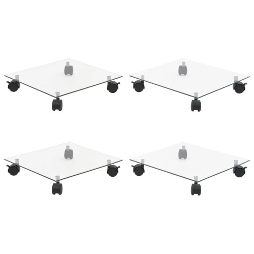 Berkfield Plant Rollers 4 pcs 35x35 cm Tempered Glass Square