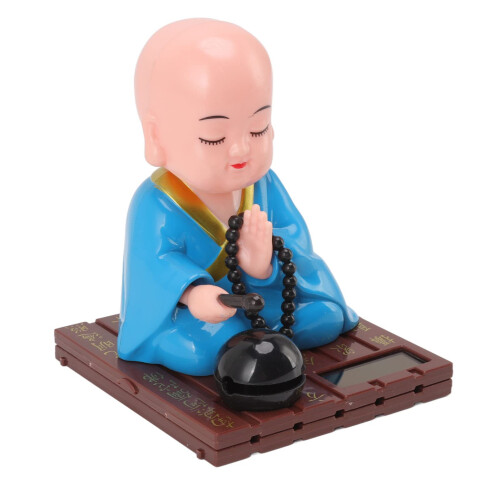 Blue Solar Monk Figurine with SolarPowered Motion, Automatic Nodding Lucky Monk Dashboard Decor 2