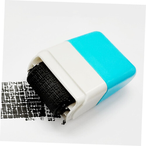 Identity Protection Roller Stamp Blue Refillable Ink for Address and  Data Privacy Security 1