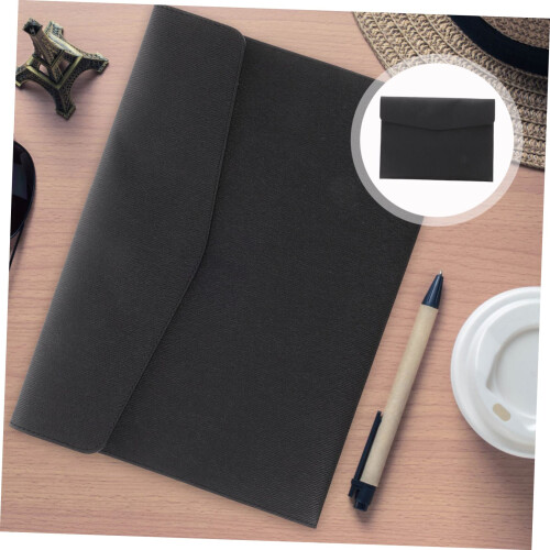 Leather File Folder A4 Document Organizer with Secure Snap Closure Professional Slim Design for Office and Travel 1
