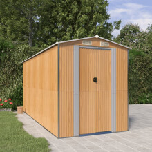 Berkfield Garden Shed Light Brown 192x440x223 cm Galvanised Steel