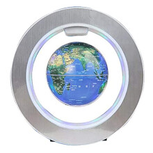 Magnetic Levitating Globe 4 Inch Floating World Map with Circular Frame 360 Rotating Desk Decor