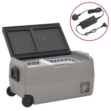 Berkfield Cool Box with Wheel and Adapter Black & Grey 50 L PP & PE