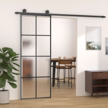Berkfield Sliding Door with Hardware Set 76x205 cm ESG Glass&Aluminium