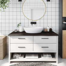 Berkfield Bathroom Countertop Dark Brown 100x60x(2-4) cm Treated Solid Wood