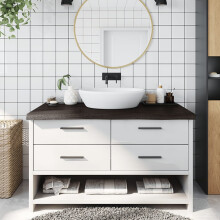 Berkfield Bathroom Countertop Dark Brown 100x50x(2-6) cm Treated Solid Wood