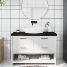 Berkfield Bathroom Countertop Dark Brown 120x50x(2-6) cm Treated Solid Wood
