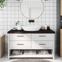 Berkfield Bathroom Countertop Dark Brown 140x60x(2-6) cm Treated Solid Wood