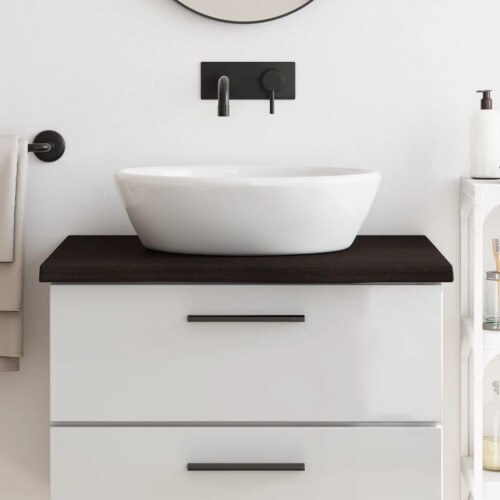Berkfield Bathroom Countertop Dark Brown 80x60x(2-4) cm Treated Solid Wood