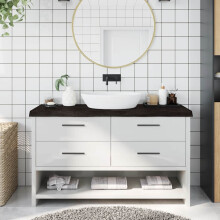 Berkfield Bathroom Countertop Dark Brown 140x50x(2-6) cm Treated Solid Wood