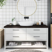 Berkfield Bathroom Countertop Dark Brown 160x60x(2-6) cm Treated Solid Wood