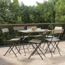 Berkfield Folding Bistro Chairs 6 pcs Grey Poly Rattan and Steel