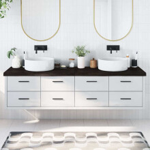 Berkfield Bathroom Countertop Dark Brown 200x50x(2-6) cm Treated Solid Wood