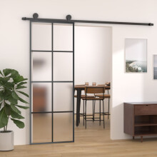 Berkfield Sliding Door with Hardware Set 76x205 cm ESG Glass&Aluminium