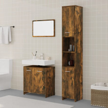 Berkfield 3 Piece Bathroom Furniture Set Smoked Oak Engineered Wood