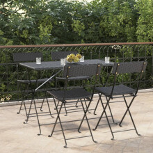Berkfield Folding Bistro Chairs 4 pcs Black Poly Rattan and Steel