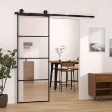 Berkfield Sliding Door with Hardware Set 76x205 cm ESG Glass&Aluminium