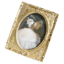 Antique Ornate Photo Frame with Florals Relief Vintage Picture