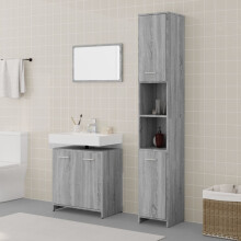 Berkfield 3 Piece Bathroom Furniture Set Grey Sonoma Engineered Wood