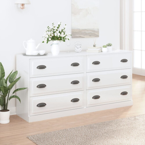 Berkfield Sideboards 2 pcs High Gloss White Engineered Wood