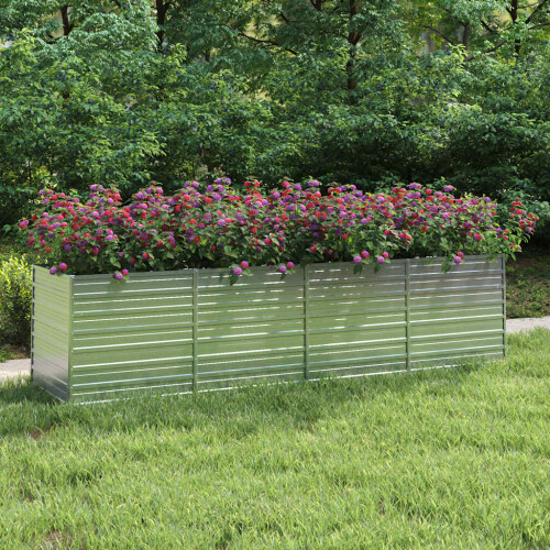 Berkfield Garden Raised Bed 320x80x77 cm Galvanized Steel Silver