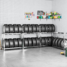 Berkfield 2-Layer Tire Rack 4 pcs Silver 110x40x110 cm Steel