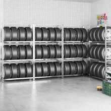 Berkfield 3-Layer Tire Racks 4 pcs Silver 110x40x200 cm Steel
