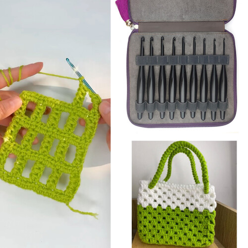 9Pcs Ergonomic Grip Crochet Hook Aluminum Crochet Hook for 1