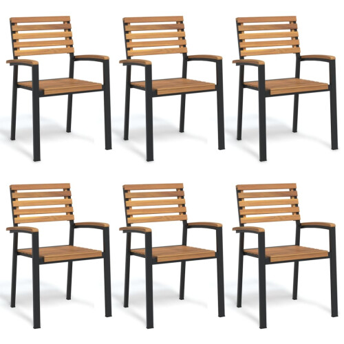 Berkfield Stackable Garden Chairs 6 pcs Solid Wood Acacia and Metal