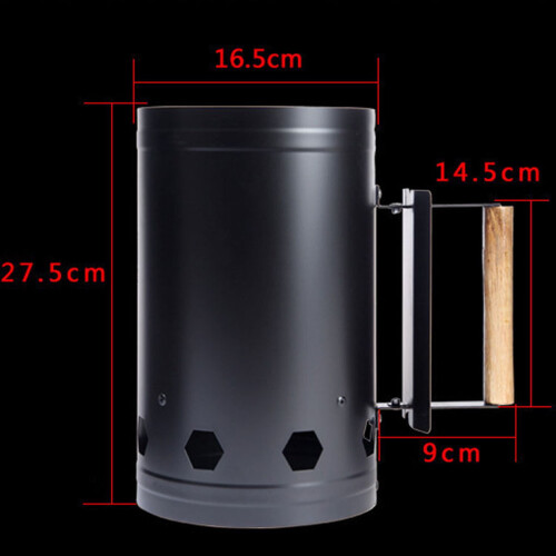 Charcoal Chimney Starter Heavy Duty Black 2