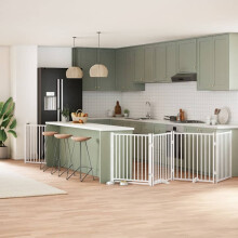 Berkfield Dog Gate with Door Foldable 6 Panels White 480 cm Poplar Wood