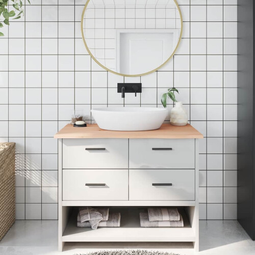 Berkfield Bathroom Countertop 100x60x2 cm Untreated Solid Wood