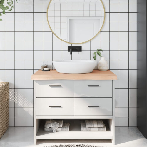 Berkfield Bathroom Countertop 100x60x(2-6) cm Untreated Solid Wood
