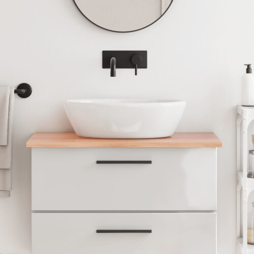 Berkfield Bathroom Countertop Light Brown 80x50x2 cm Treated Solid Wood