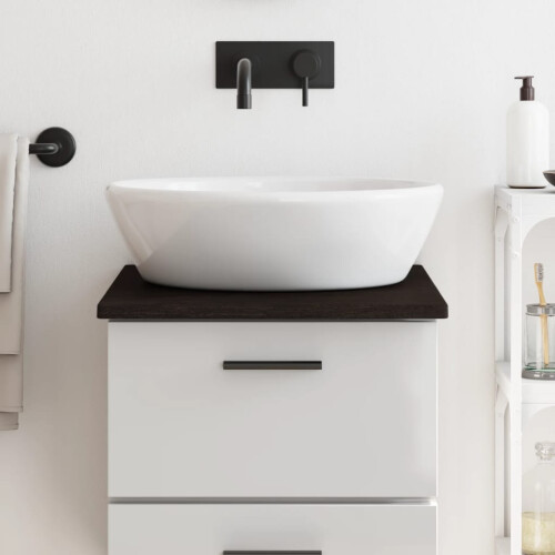 Berkfield Bathroom Countertop Dark Brown 40x60x2 cm Treated Solid Wood