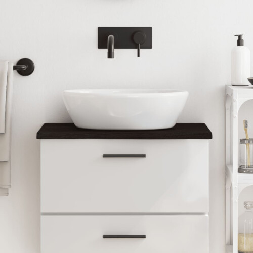 Berkfield Bathroom Countertop Dark Brown 60x40x2 cm Treated Solid Wood