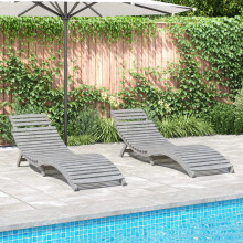 Berkfield Sun Loungers 2 pcs Grey 184x55x64 cm Solid Wood Acacia