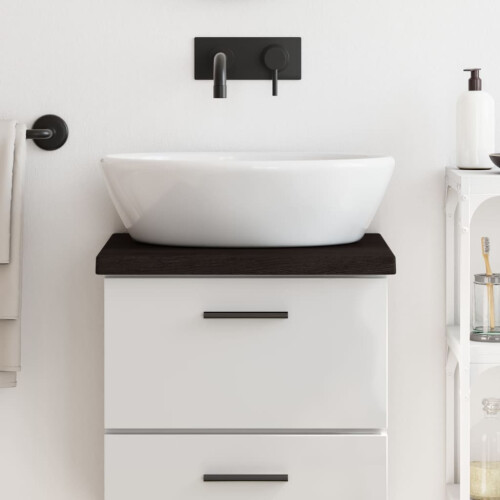Berkfield Bathroom Countertop Dark Brown 40x30x(2-4) cm Treated Solid Wood
