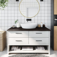 Berkfield Bathroom Countertop Dark Brown 100x50x(2-4) cm Treated Solid Wood