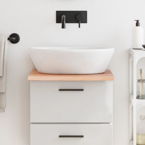 Berkfield Bathroom Countertop Light Brown 40x60x2 cm Treated Solid Wood