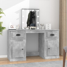 Berkfield Dressing Table with LED Concrete Grey 130x50x132.5 cm