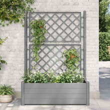 Berkfield Garden Planter with Trellis 100x43x142 cm PP Stone Grey