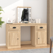 Berkfield Dressing Table with LED Sonoma Oak 130x50x132.5 cm