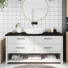 Berkfield Bathroom Countertop Dark Brown 160x60x(2-4) cm Treated Solid Wood