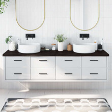 Berkfield Bathroom Countertop Dark Brown 200x60x(2-4) cm Treated Solid Wood