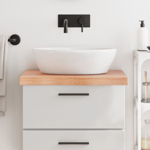 Berkfield Bathroom Countertop Light Brown 60x50x(2-6) cm Treated Solid Wood