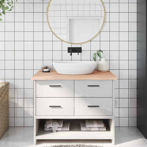 Berkfield Bathroom Countertop 100x50x(2-4) cm Untreated Solid Wood